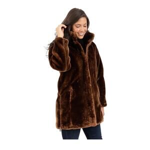 NWT Women's Reversible Faux Fur Raglan Sleeve Coat X Small